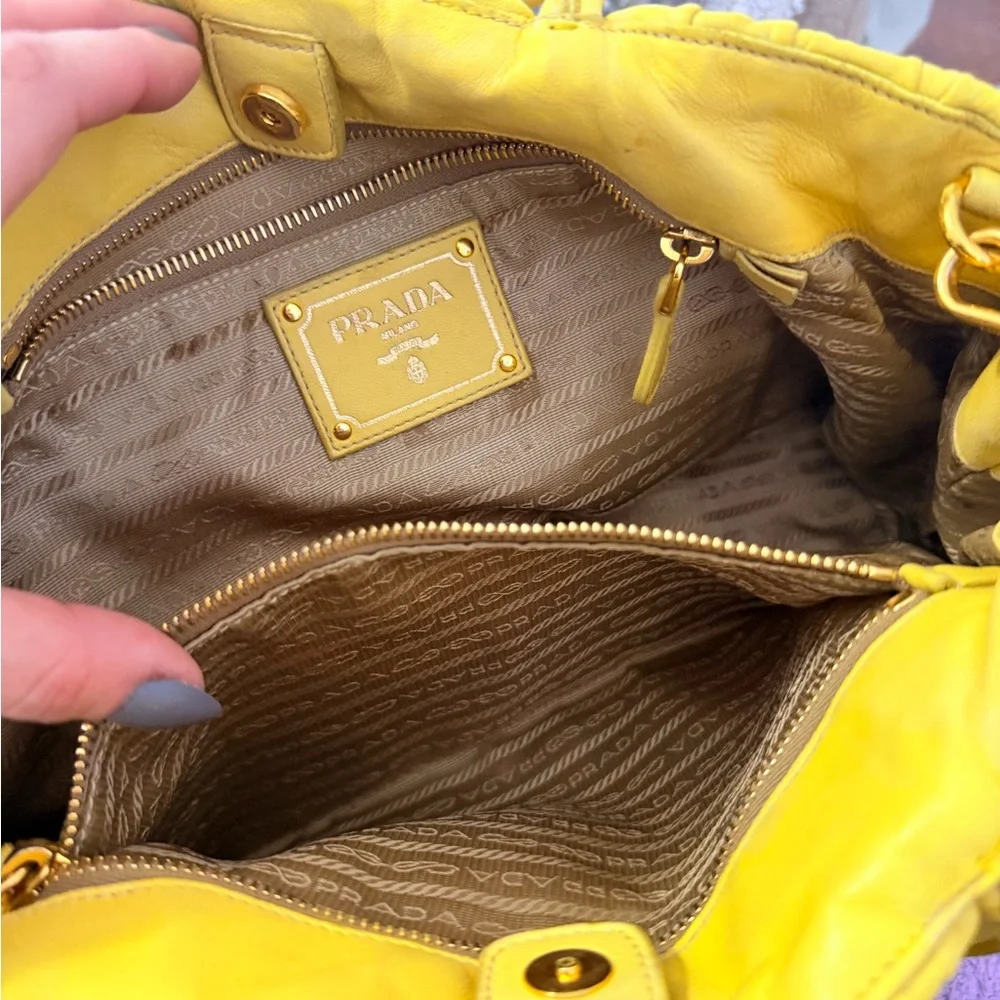 Prada Nappa Gaufre Leather Bag With Bow Accent - Picture 12 of 12